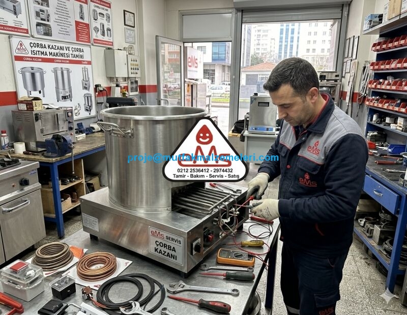 Endüstriyel çorba potu ve benmarileriniz için kaliteli yedek parça ve uzman teknik servis. Atölye odaklı çalışma prensibimizle gereksiz servis ücretlerine son veriyoruz. Arızalı cihazınızı İstanbul'daki merkezimize getirin veya kargo ile 81 ilden gönderin.
