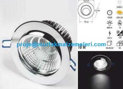 Gömme Vitrin Armatür:Yuvarlak gömme tip vitrin ışıklarından dekoratif gömme vitrin armatürü 10 Watt gücünde 800 lümen aydınlatma sağlar - Gömme vitrin armatürü tekstil mağazası gömme vitrin ışığı ayakkabı mağazası vitrin ışığı kuyumcu vitrini gömme ışığı