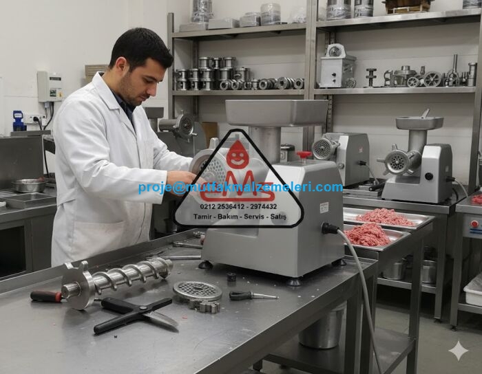 Endüstriyel et kıyma makinalarında ayna, bıçak, helezon ve motor arızalarına hızlı müdahale. Kasaplar ve restoranlar için yüksek performanslı kesim sağlayan periyodik bakım hizmetleri ve dayanıklı yedek parça seçenekleriyle makineleriniz ilk günkü gibi.