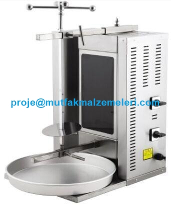 42x55x66 cm ebatlarında, paslanmaz çelik gövdeli 2'li elektrikli küçük döner makinesi. Çift seramik rezistanslı, manuel şişli, paslanmaz yağ toplama tepsisi bulunan kompakt tasarımlı endüstriyel döner ocağı ve pişirme ekipmanı.