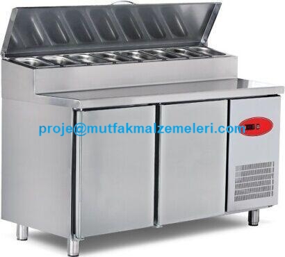 Pizza Hazırlık Buzdolabı:Endüstriyel tip buzdolabı soğutuculu hazırlık dolaplarından bu pizza hazırlık buzdolabı paslanmaz çelik gövdeden imal edilmiş olup son derece kaliteli,sağlam,güvenilirdir - Pizza hazırlık buzdolabı satış telefonu 0212 2370749