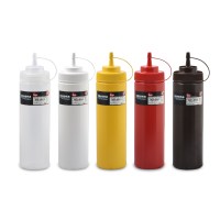 Büfelerde, kafelerde hamburger, patates kızartması, köfte, sosisli servisi yanında verilen sos sıkma şişesidir