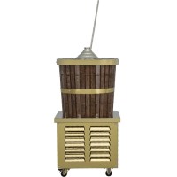 Nostaljik tasarımlı, ahşap dış kaplamalı profesyonel dondurma satış fıçısı.