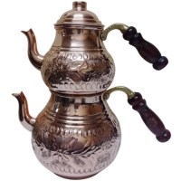 Nostaljik işlemeli bakır çay demliği takımının en ucuz fiyatlarıyla satışı