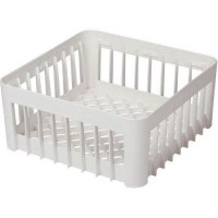 40x40 cm boyutlarında, darbe ve yüksek ısıya dayanıklı polimer malzemeden üretilmiş endüstriyel bardak yıkama makinesi basketi görseli. Çay bardağı, şarap kadehi ve kahve fincanı yıkamaya uygun ızgaralı bulaşık sepeti. #bulaşıkbasketi #sanayitipimutfak