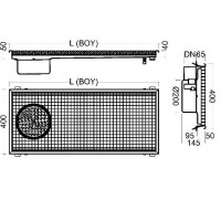 Fabrikasından 400x921x145 mm boyutlarındaki bu kanal, DN50 ve DN70 pimaş hatlarına tam uyumludur. Kompakt derinliği sayesinde her türlü zemine kolayca uygulanır ve yan alt taraftan eğimli çıkışıyla atık su tahliyesini en verimli şekilde gerçekleştirir.
