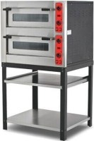 EMP.5+5 Profesyonel Çift Katlı Elektrikli Pizza Fırını. 62x62 cm iç hazne, refraktör pişirme taşı ve dijital sıcaklık göstergesi. 9 kW 380V enerji ile çalışan, toplam 10 pizza kapasiteli sanayi tipi fırın.