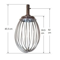 Dirmak mikser makineleri için üretilmiş 45.5 cm paslanmaz yedek tel. 3 cm mil çapı ve 0.8 cm sabitleme pimi ile yüksek devirlerde sarsıntısız performans sunar. Dayanıklı yapısı sayesinde krema, yumurta ve hafif hamurların çırpılması için en ideal çözümdü