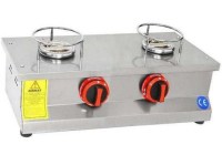 2 gözlü set üstü doğalgazlı künefe ocağı; paslanmaz çelik gövdeli, güvenlik valfli ve termokuplu profesyonel künefe pişirme ocağı. 50x28x18 cm ölçülerinde sanayi tipi gazlı ocak.