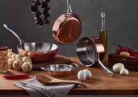 Şık bakır görüntüsüyle kebapçılarda, restoranlarda sos tavası olarak kullanıma uygun elit serisi multi metal bakır kaçeroladır