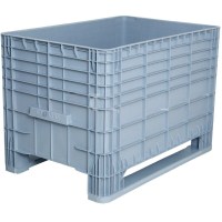 Forklift ve transpalet kullanımına uygun, UV katkılı YYPE hammaddeden yapılmış, pabuçlu tabanlı kapalı taşıma kasası.