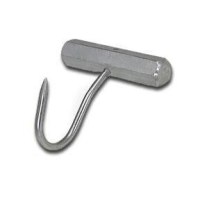 13 cm uzunluğunda paslanmaz çelik çengel uca ve 10 cm alüminyum sapa sahip, profesyonel mezbaha ve kasap tipi ergonomik et taşıma ve saplama kancası.