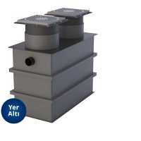 Yağ ayrıştırıcının 110/100 mm giriş-çıkış rekorları ve pürüzsüz iç yüzey detayı. Kimyasallara dayanıklı polietilen yapısı, atık birikimini önleyen yapışmaz yüzeyi ve opsiyonel C250 ağır hizmet kapak uyumuyla teknik mükemmellik sunar.