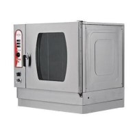 10 tepsili gazlı konveksiyonlu fırın görseli; LCD ekranlı dijital kontrol paneli, paslanmaz çelik gövde, çift camlı kapak sistemi, GN 1/1 uyumlu sanayi tipi doğalgazlı poğaça ve yemek pişirme fırını, profesyonel mutfak tipi buharlı pişirici.