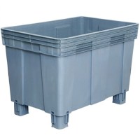 Boşken üst üste geçerek hacmi küçülen, 250 kg taşıma kapasiteli, UV katkılı endüstriyel plastik sevk kasası.