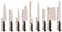 Kırmızı Et Kesme Bıçağı:Endüstriyel mutfaklarda çiğ et kesmek için kullanılan kasap tipi çiğ et kesme bıçağının imalatı paslanmaz çelikten yapılmıştır.Kırmızı et kesme bıçağını kasaphanelerde kasaplar et işleme tesislerinde et kesenler kullanır.Kırmızı e