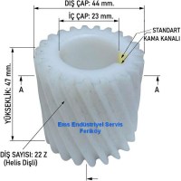 Arı 22 No plastik kıyma makinesi dişlisi, aşınmaya dayanıklı, yüksek kaliteli malzemeden üretilmiştir. Cihazınızın performansını korur. Kasımpaşa ve Feriköydeki servisimizde atölye ortamında garantili dişli değişimi, tamir ve bakım hizmeti sunmaktayız