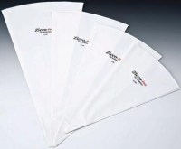 53 cm uzunluğunda, beyaz renkli, tekstil dokulu sağlam yapılı profesyonel krema sıkma torbası. Uç kısmı her türlü duy (uç) kullanımına uygun kesilebilir yapıda, dikişsiz ve sızdırmaz kenar özelliğine sahip pastacı dekor torbası.