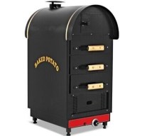 500x700x1200 mm ölçülerinde, 3 adet paslanmaz çelik çekmeceli, siyah gövdeli, piezo çakmaklı ve emniyet ventilli profesyonel sanayi tipi gazlı kumpir pişirme fırını görseli. #kumpirfırını #kumpirpişirme #endüstriyelmutfak #kumpirmakinesi