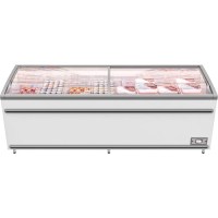 -23°C’ye kadar dondurucu ve +5°C’ye kadar soğutucu moduna sahip, R290 çevre dostu gazlı market tipi dondurma satış dolabı. Elektronik ısı kontrollü, su tahliye kanallı ve plastik çerçeveli profesyonel endüstriyel soğutucu.