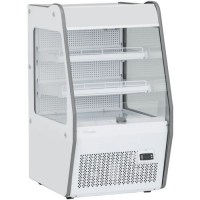 İçecek ve paketli gıdalar için tasarlanmış 2 cepheli market tipi dikey soğutucu dolap. Çift taraflı görünürlük sağlayan cam tasarımı, kompakt yapısı ve ayarlanabilir raflarıyla kafeterya ve market tipi teşhir dolabı.