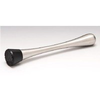 barmen tipi mojito tokmağı (muddler). Siyah tırtıklı uçlu, ergonomik gövdeli kokteyl ezici. Nane ve limon aroması çıkarmak için kullanılan profesyonel bar ekipmanı görseli. #KokteylHazırlama Nane, limon ve şeker gibi malzemeleri ezerek tatlarının birleşm