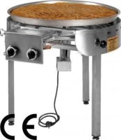 81 cm genişliğinde, paslanmaz çelik gövdeli, 40x40 mm sağlam ayaklı ve tepsi çevirme motorlu profesyonel su böreği pişirme ocağı. İki adet simit brülörlü, emniyet ventilli ve yüksekliği ayarlanabilir dönerli sanayi tipi börek ocağı.