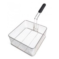 Öztiryakiler 900 seri uyumlu büyük boy kalaylı fritöz teli FSK 33X30X11.8 modelinin yandan görünümü. Endüstriyel mutfak ekipmanı, dayanıklı tel örgü yapısı, ısıya dayanıklı tasarımı ve ergonomik tutma sapı ile profesyonel mutfaklar için idealdir.