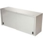 1000x400x600 mm boyutlarında 304 kalite paslanmaz çelik endüstriyel duvar dolabı, kolay açılır sürme kapaklı, tek ara raflı, mutfak ekipmanları ve tabak depolama için profesyonel krom dolap.