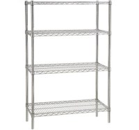 46x107x183 cm boyutlarında, 4 katlı, yüksekliği ayarlanabilir raflara sahip, 304 kalite paslanmaz çelik endüstriyel mutfak ve soğuk oda istif rafı.