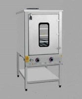 100x75x150 cm boyutlarında, 110 kg ağırlığında, paslanmaz çelikten imal edilmiş sanayi tipi poğaça börek fırını. 26 kW güce sahip, doğalgaz ile çalışan, geniş iç hacimli ve ergonomik tasarımlı profesyonel unlu mamul pişirme fırını modeli.