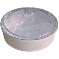 12 cm dış çapına sahip, kristal netliğinde şeffaf yedek şekerlik kapağı; orta kısmında ergonomik yuvarlak tutma kulpu ve sızdırmazlık sağlayan kademeli kenar tasarımı ile beyaz arka planda izole görünüm.