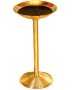 Dekoratif salon telli pirinç küllük, sarı metal gövdeli, 31 cm çapında ve 65 cm yüksekliğinde.