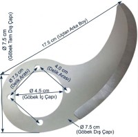 Orijinal Sefa Çelik paslanmaz soğan makinesi bıçağı. 4.5 cm iç çap, 7.5 cm dış çap, 4 cm delik mesafesi ve 17.5 cm boyundadır. Sebzelerinizi ezmeden doğrar, mutfakta maksimum verim sağlar. Ürün satışı yanında yetkili teknik servis ve bakım hizmetimiz var