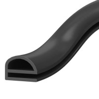 10 mm yükseklik ve 13 mm genişliğinde "e" tipi siyah çelik kapı yalıtım fitili teknik çizimi ve kesit görünümü. Kapı ve pencere kanallarına uyumlu, izolasyon amaçlı kullanılan 1 metre uzunluğunda dayanıklı kauçuk kapı contası görseli.