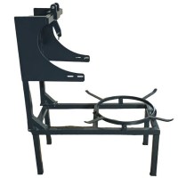 Siyah fırın boyalı, çelik profilden üretilmiş, kazan çemberli ve mekanizma destekli profesyonel kollu tulumba tatlı makinesi alt gövde standı görseli.