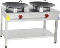 120x60x85 cm boyutlarında, 2 adet 55 cm çaplı pişirme sacı bulunan tezgahlı kavurma ocağı. 16 kW gücünde, paslanmaz çelik gövdeli, 35 kg ağırlığında ve emniyet ventilli gaz sistemiyle donatılmış profesyonel kavurma makinesi.