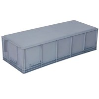 Tekstil ve otomotiv sektöründe uzun malzemelerin güvenli nakliyesi için kullanılan kapalı plastik lojistik kutusu.