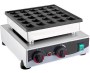 25 adet yuvarlak baloncuğa sahip teflon kaplamalı döküm plakalı, paslanmaz çelik gövdeli profesyonel bubble waffle makinesi. 300x350x180 mm ölçülerinde, ahşap tutma saplı ve termostat kontrollü sanayi tipi elektrikli yuvarlak waffle pişirme cihazı.
