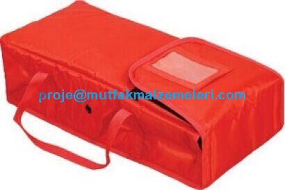 52x23x15 cm dış ölçülerine sahip, ısı yalıtım özellikli ve dayanıklı tutma saplı profesyonel sıcak pide taşıma çantası. Paket servisler için ideal koruma sağlar.